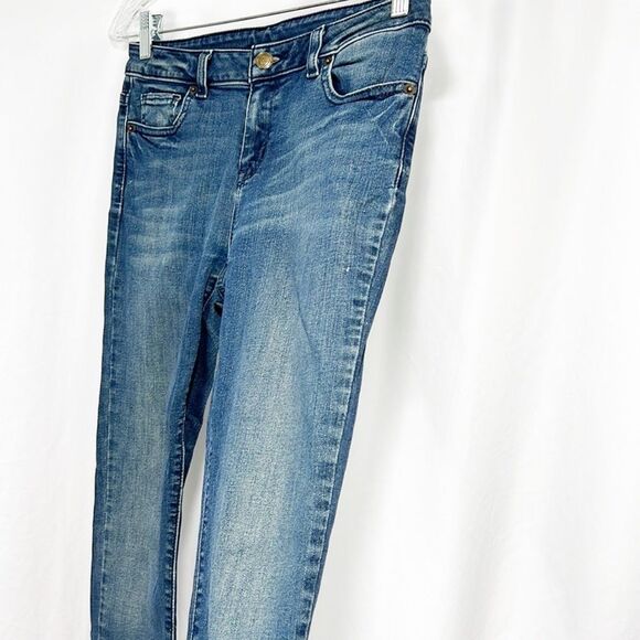 Michael Kors Women's Sz 12 Blue Medium Wash Denim Released Hem Izzy Skinny Jeans - Picture 5 of 11